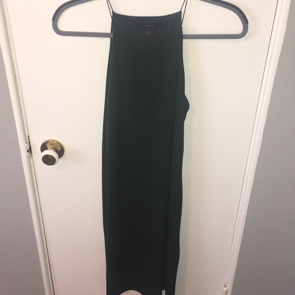 Forest green knee-length cocktail dress